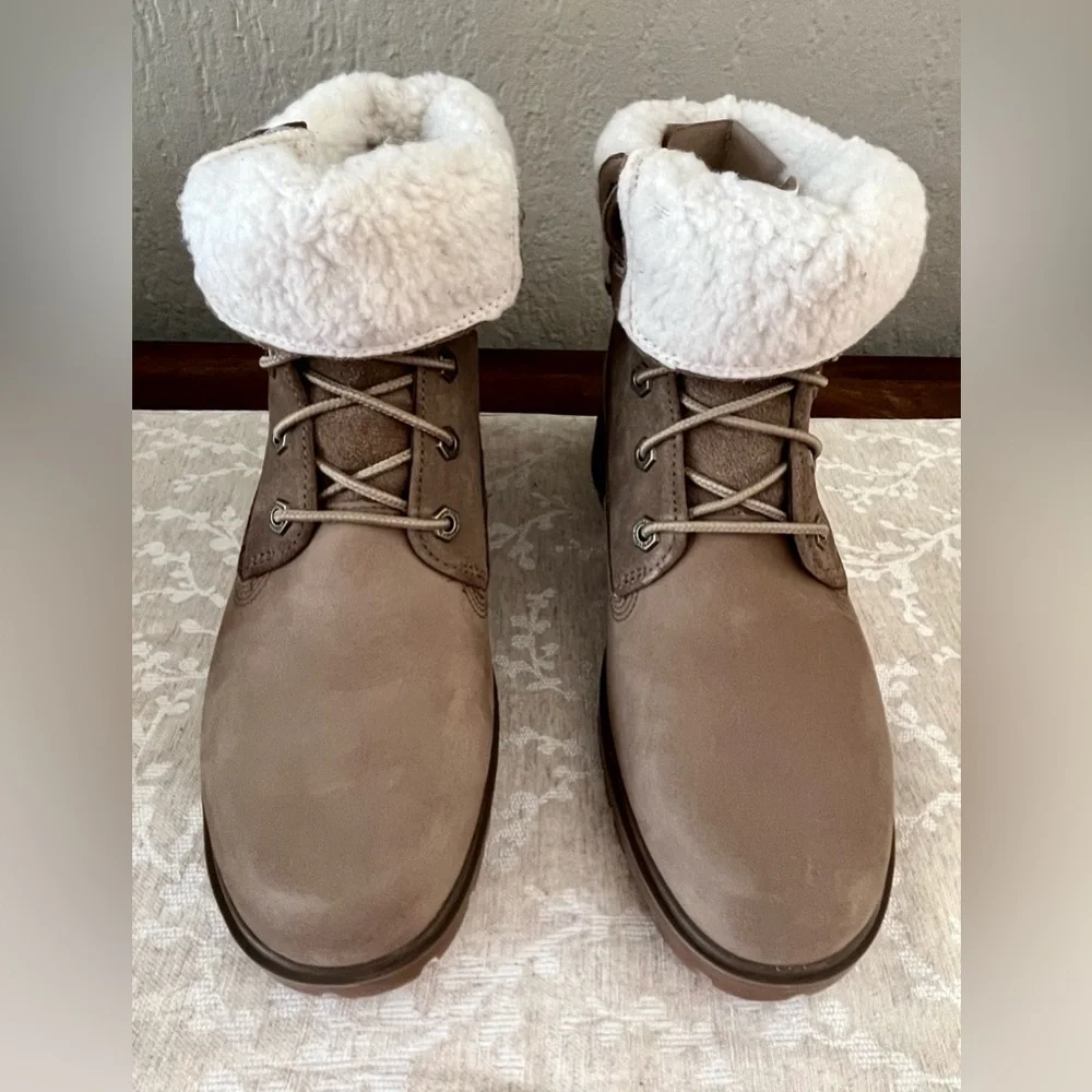 Timberland Jayne Waterproof Fleece Fold Down Boots, Sz 8